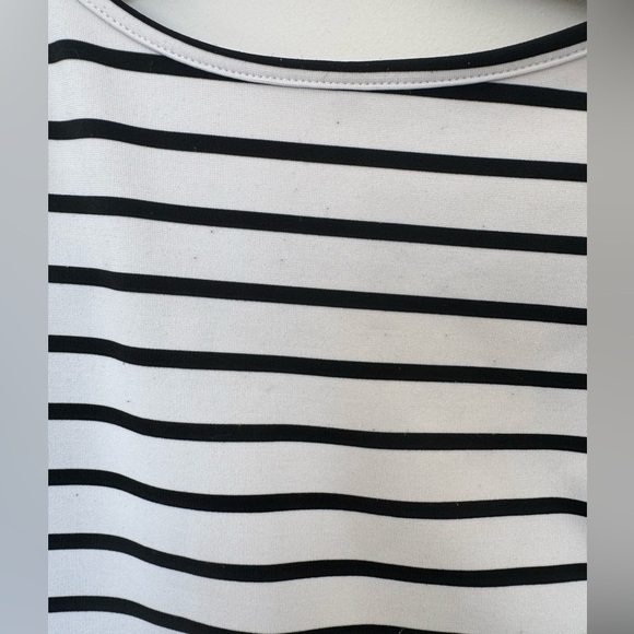 Women’s Peplum Striped White & Black Blouse Top - Picture 3 of 4